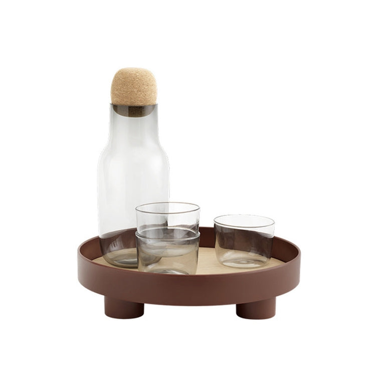 Multifunctional Storage Fruit Tray Cup Perfume Debris Desktop Decoration Plate Tray(Dark Red)