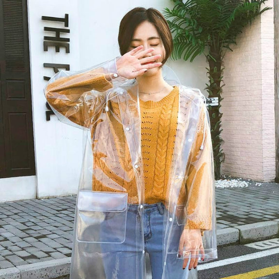 Stylish Portable Outdoor Transparent EVA Raincoat, Size:M (Transparent General)