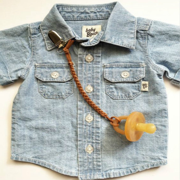 3 PCS Baby Pacifier Chain Leather Woven Anti-off Chain(Gray)