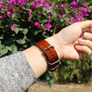 Washable Nylon Canvas Watchband, Band Width:20mm(Orange with Silver Ring Buckle)