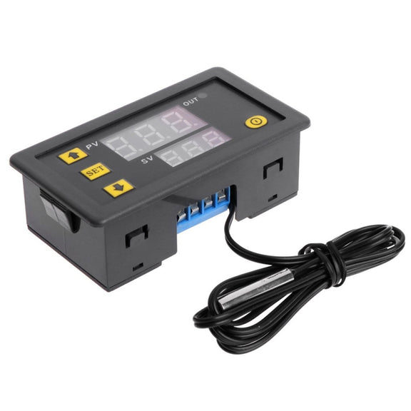 High-precision Microcomputer Intelligent Digital Display Switch Thermostat, Style:12V Power Supply(Red and Blue Display)