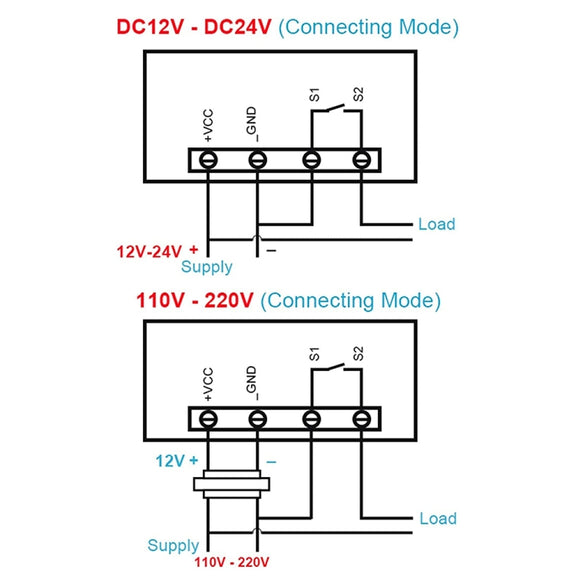 High-precision Microcomputer Intelligent Digital Display Switch Thermostat, Style:12V Power Supply(Red and Blue Display)