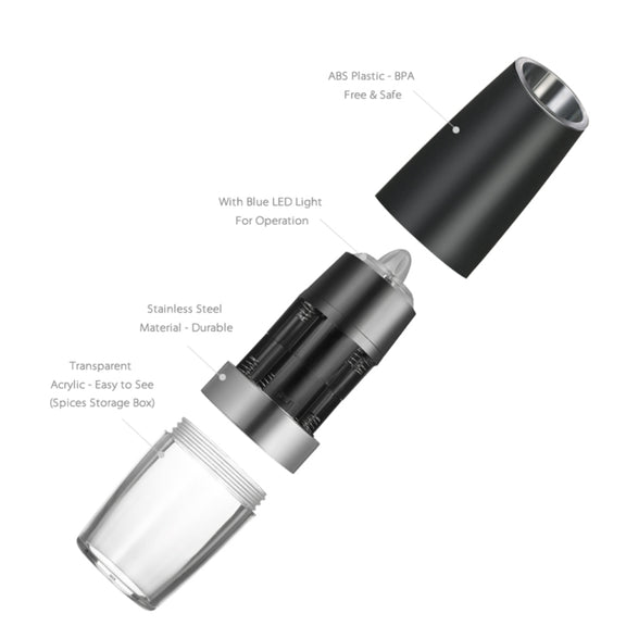 Automatic Electric Pepper Grinder Salt Mill with LED Light