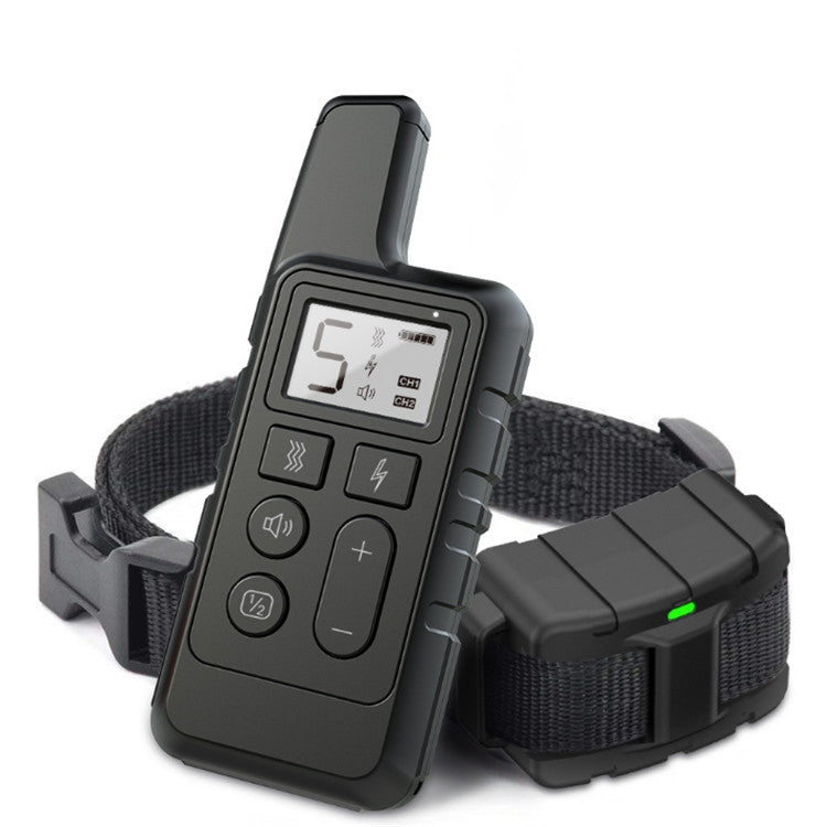 500m Dog Training Bark Stopper Remote Control Electric Shock Water-resistant Electronic Collar(Black)
