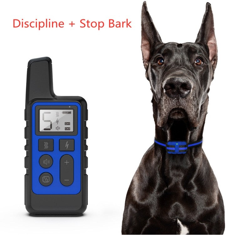 500m Dog Training Bark Stopper Remote Control Electric Shock Water-resistant Electronic Collar(Black)