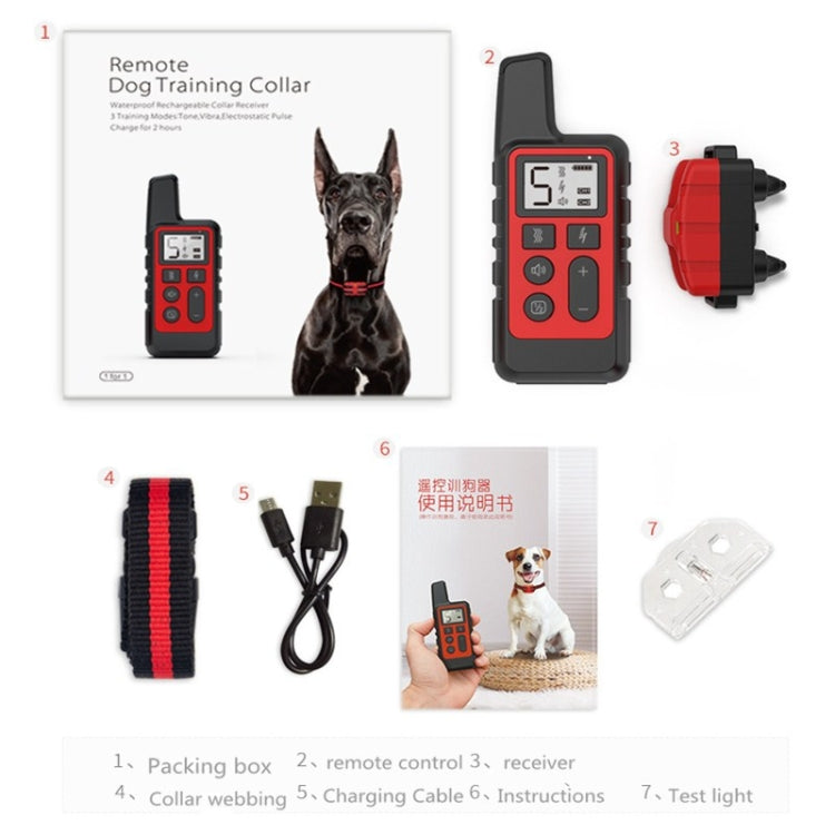 500m Dog Training Bark Stopper Remote Control Electric Shock Water-resistant Electronic Collar(Black)