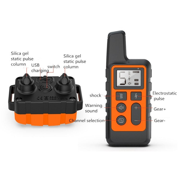 500m Dog Training Bark Stopper Remote Control Electric Shock Water-resistant Electronic Collar(Red)
