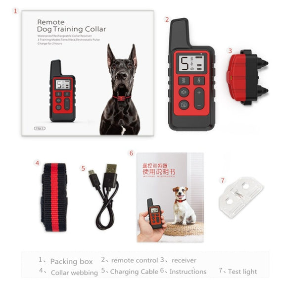 500m Dog Training Bark Stopper Remote Control Electric Shock Water-resistant Electronic Collar(Red)
