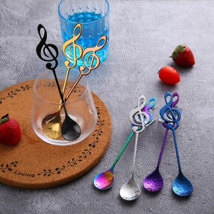 Creative Musical Note Spoon Coffee Stirring Scoop Stainless Steel Titanium Music Bar Spoon Gift Spoon(Colorful)