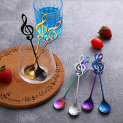 Creative Musical Note Spoon Coffee Stirring Scoop Stainless Steel Titanium Music Bar Spoon Gift Spoon(Colorful)