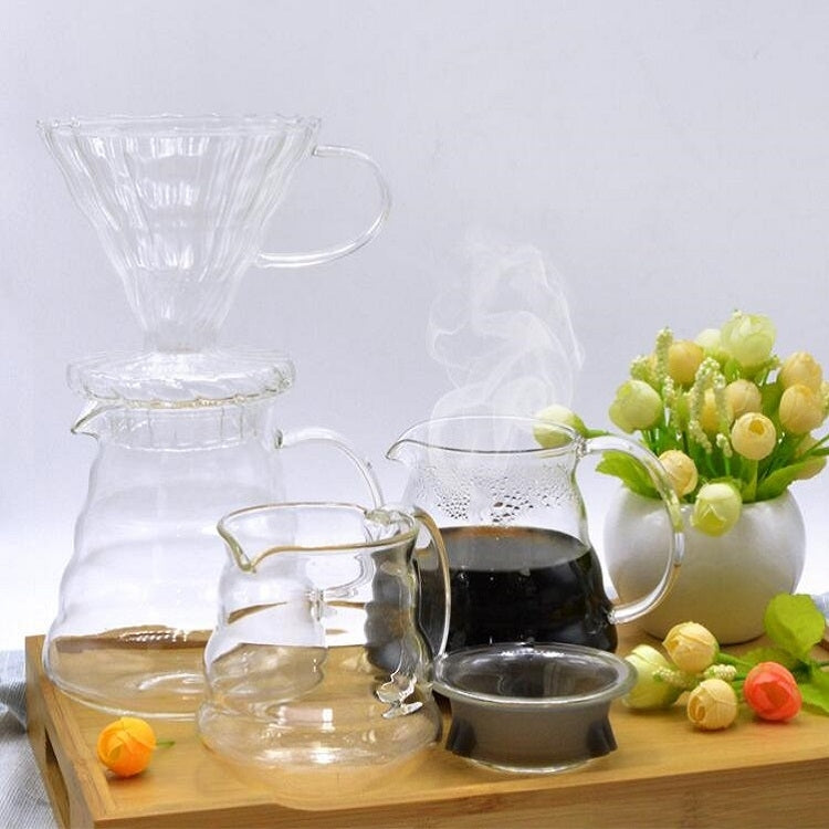 Heat-resistant Hand-made Coffee Glass Pot Cloud Coffee Sharing Pot, Specification:600ml Integrated Glass Filter Cup