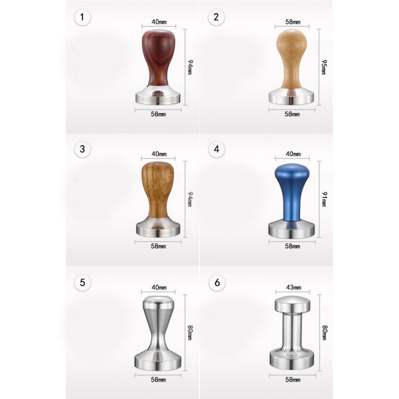 Stainless Steel Solid Wood Handle Integrated Coffee Powder, Specification:57.5mm, Color:Aluminum Integration