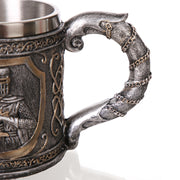 3D Viking Skull Coffee Beer Mug Skull Mug Beer Wine Drink Gift Stainless Steel Knight Decorative Cup for Men Mug