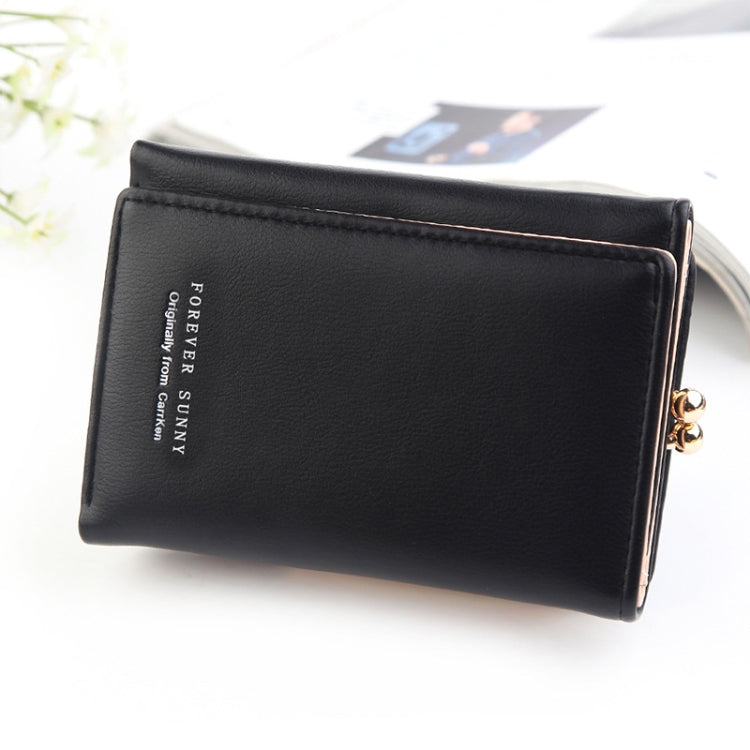 Short Wllet Lady Small Wallet Multi-Card Three Fold(Black)