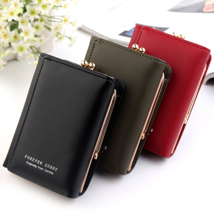 Short Wllet Lady Small Wallet Multi-Card Three Fold(Black)
