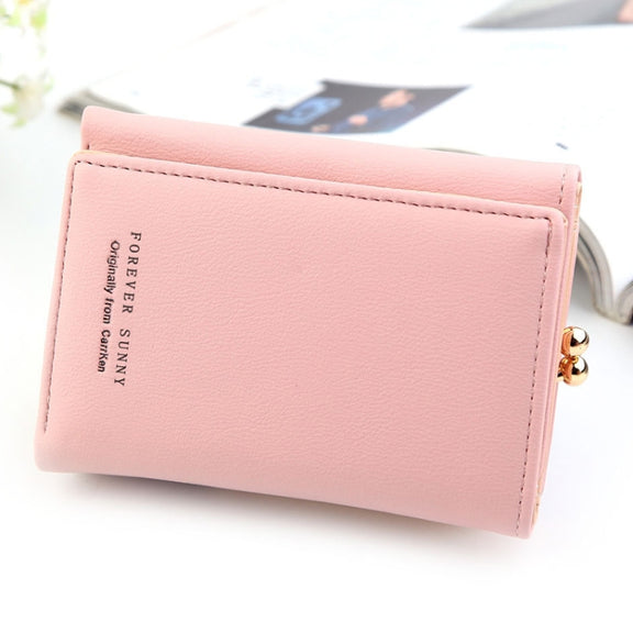 Short Wllet Lady Small Wallet Multi-Card Three Fold(Pink)