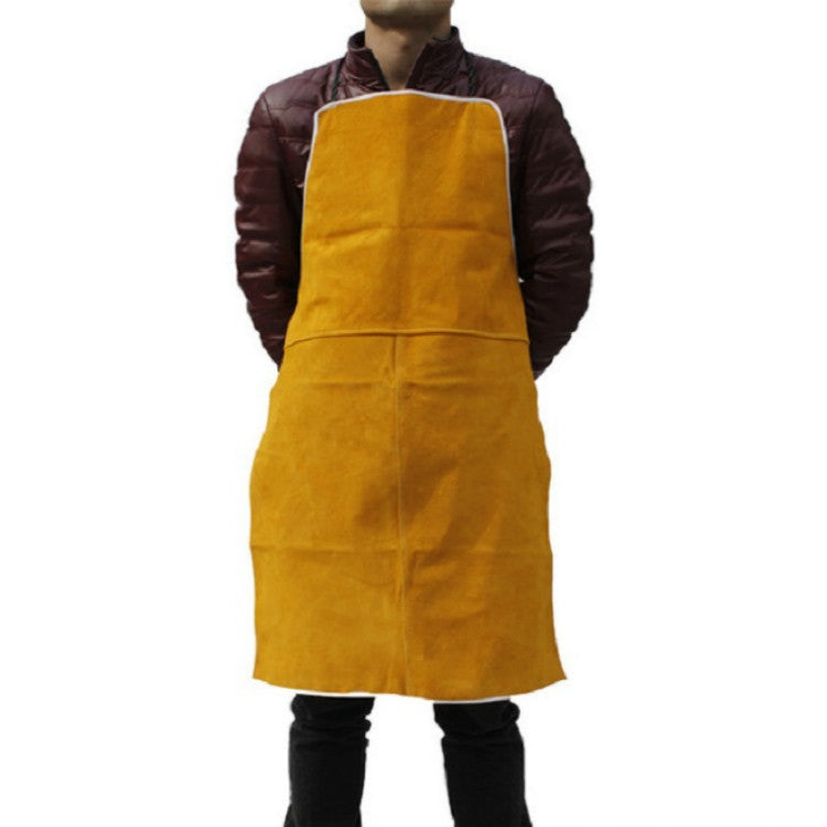 Full Leather Electric Welding Apron High Temperature Fireproof Star Splash Protective Clothing(Orange)