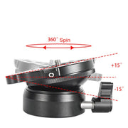 BEXIN DY-60N 1/4 inch Thread Dome Professional Tripod Leveling 360 Degree Panorama Head Base with Bubble Level & 3/8 inch Screw Adapter