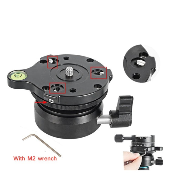 BEXIN DY-60N 1/4 inch Thread Dome Professional Tripod Leveling 360 Degree Panorama Head Base with Bubble Level & 3/8 inch Screw Adapter