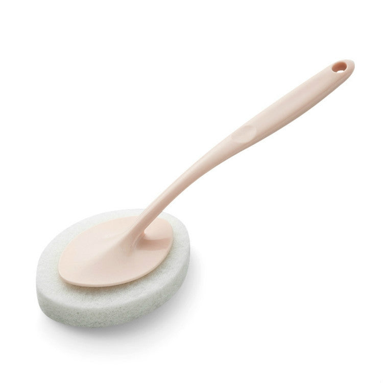 Hand-held Sponge Cleaning Tool Bathroom Ceramic Tile Kitchen Descaling Pot Brush Replaceable Sponge(Pink)