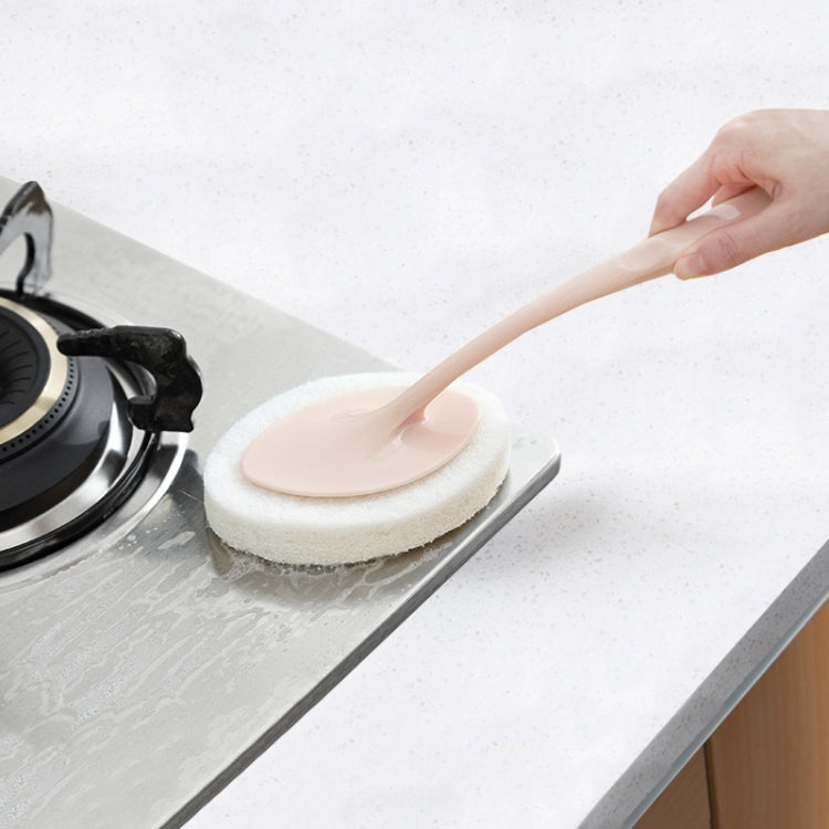 Hand-held Sponge Cleaning Tool Bathroom Ceramic Tile Kitchen Descaling Pot Brush Replaceable Sponge(Pink)