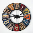 Digital Round Retro Wall Clock Creative License Plate Wrought Iron Decorative Clock(Colorful) - Wall Clock by PMc TechLife | Online Shopping South Africa | PMc TechLife | Buy Now Pay Later Mobicred