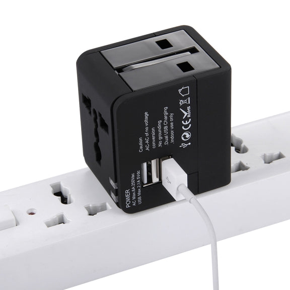 5V 2.1A Dual USB Power Socket Charger Adapter, UK / EU / US / AU Plug(Black)
