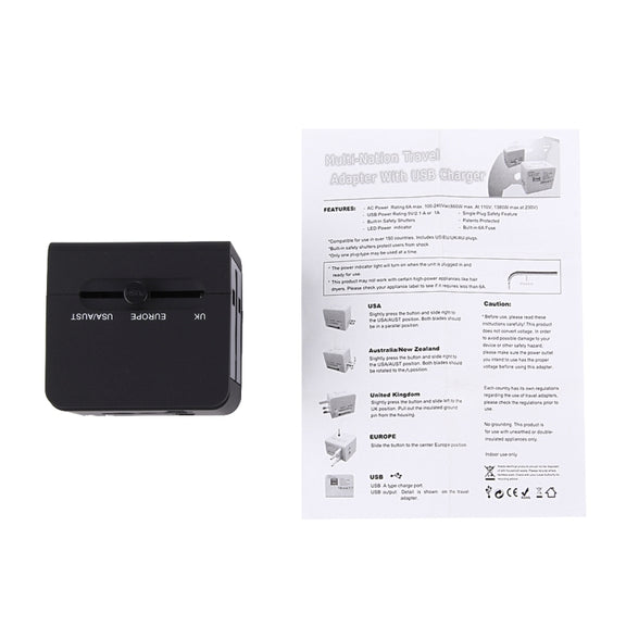 5V 2.1A Dual USB Power Socket Charger Adapter, UK / EU / US / AU Plug(Black)
