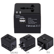 5V 2.1A Dual USB Power Socket Charger Adapter, UK / EU / US / AU Plug(Black)
