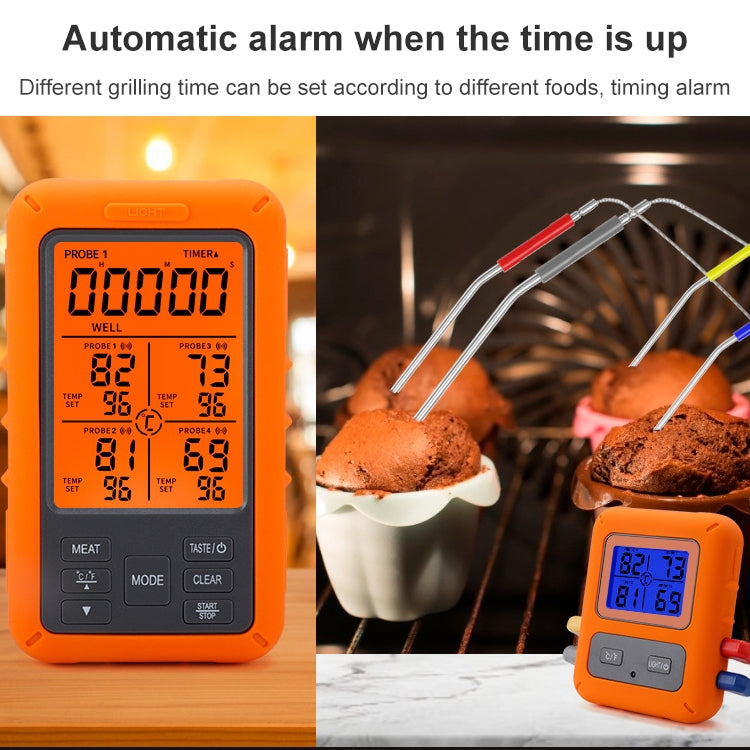 TS-TP40-A Kitchen Food Wireless Four Probe Thermometer, Probe is Water-resistant