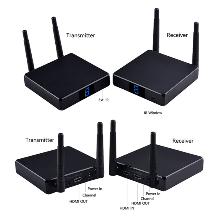 Measy FHD686 Full HD 1080P 3D 5-5.8GHz Wireless HDMI Transmitter (Transmitter + Receiver) with Display, Supports Infrared Remote Control & Wireless Same Screen Function, Transmission Distance: 200m