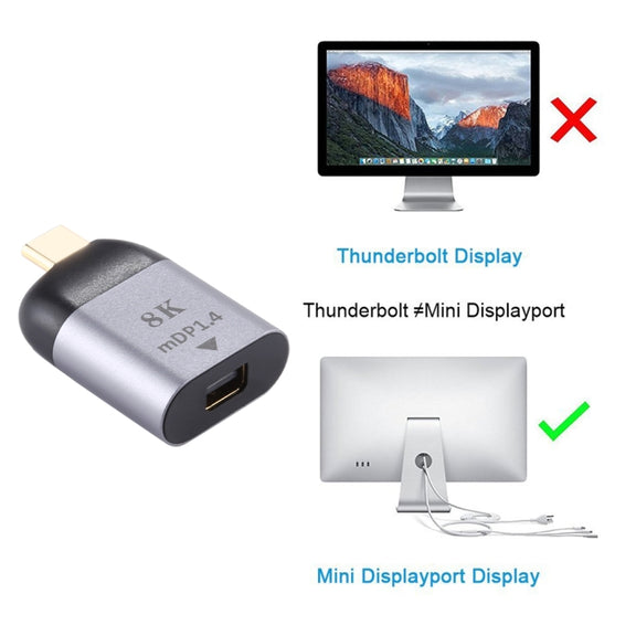 Type-C Male To MiniDP 1.4 Adapter, Support 3D Visual Effects