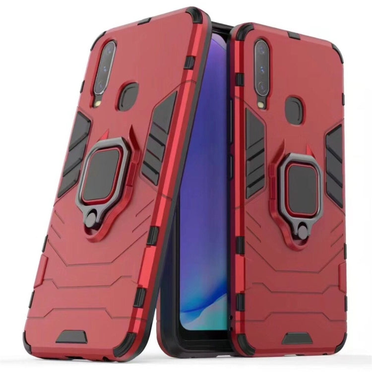 PC + TPU Shockproof Protective Case for Vivo Y17, with Magnetic Ring Holder (Red)
