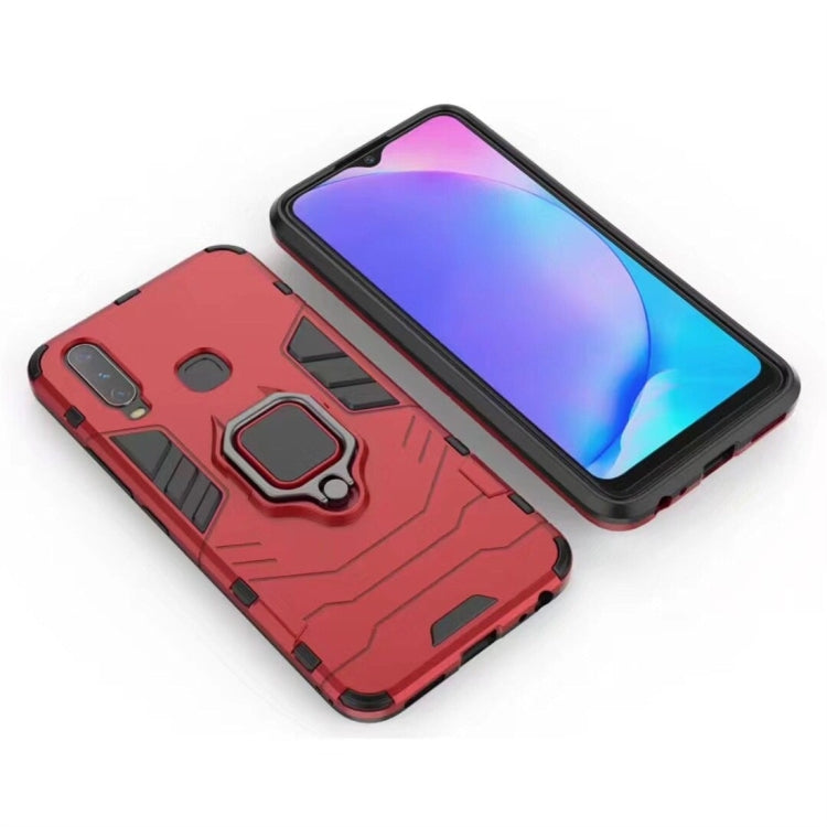 PC + TPU Shockproof Protective Case for Vivo Y17, with Magnetic Ring Holder (Red)