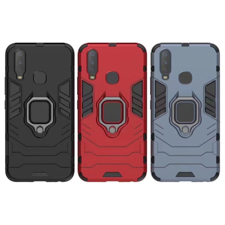 PC + TPU Shockproof Protective Case for Vivo Y17, with Magnetic Ring Holder (Red)