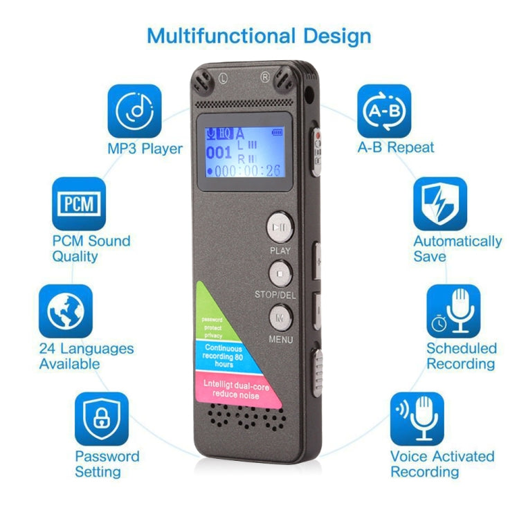 VM31 Portable Audio Voice Recorder, 8GB, Support Music Playback