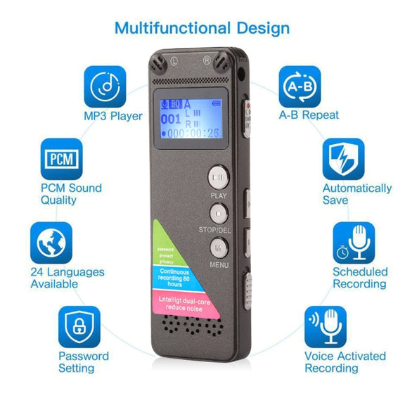 VM31 Portable Audio Voice Recorder, 8GB, Support Music Playback
