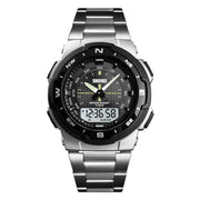 SKMEI 1370 Multifunctional Men Outdoor Sports Noctilucent Water-resistant Stainless Steel Digital Wrist Watch (Silver)