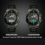 SKMEI 1370 Multifunctional Men Outdoor Sports Noctilucent Water-resistant Stainless Steel Digital Wrist Watch (Silver)