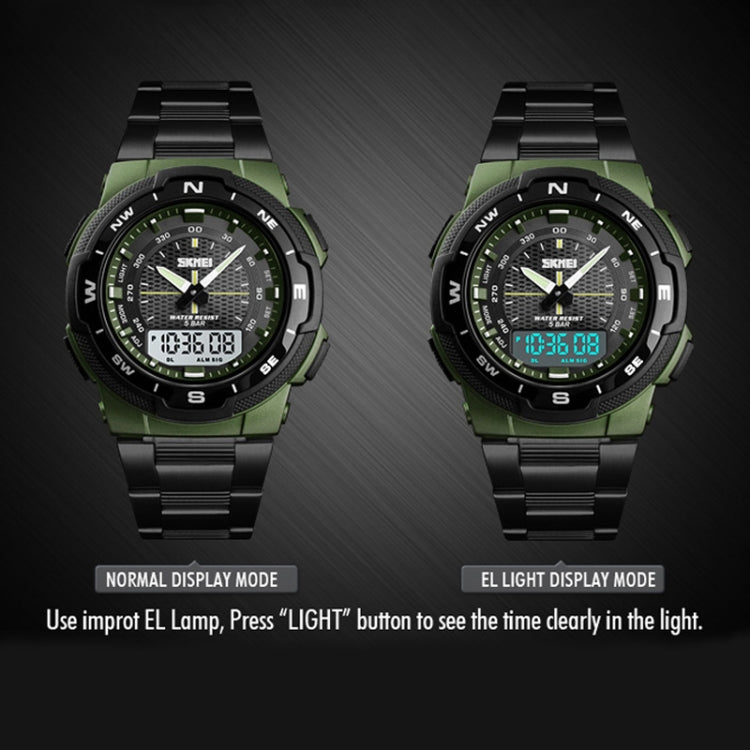 SKMEI 1370 Multifunctional Men Outdoor Sports Noctilucent Water-resistant Stainless Steel Digital Wrist Watch (Silver)