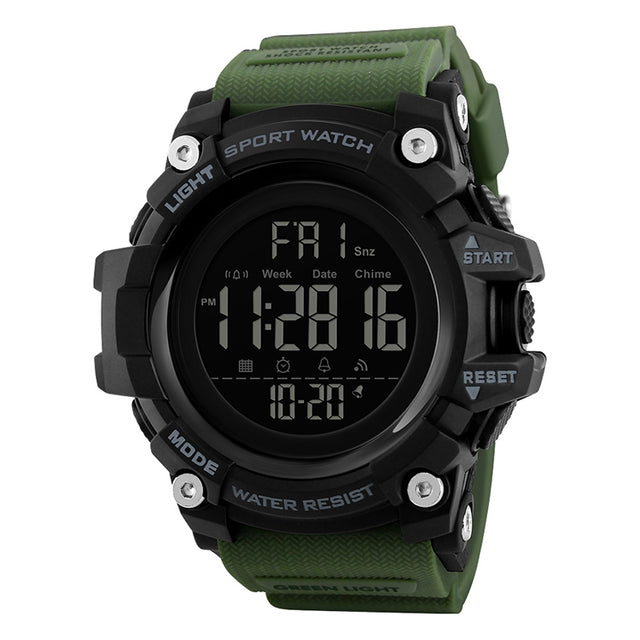 SKMEI 1384 Multifunctional Men Outdoor Fashion Noctilucent Water-resistant LED Digital Watch (Army Green)