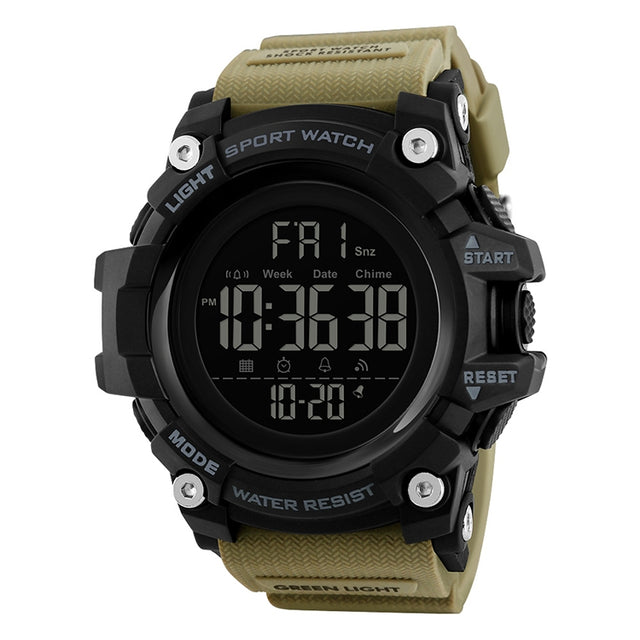 SKMEI 1384 Multifunctional Men Outdoor Fashion Noctilucent Water-resistant LED Digital Watch (Khaki)