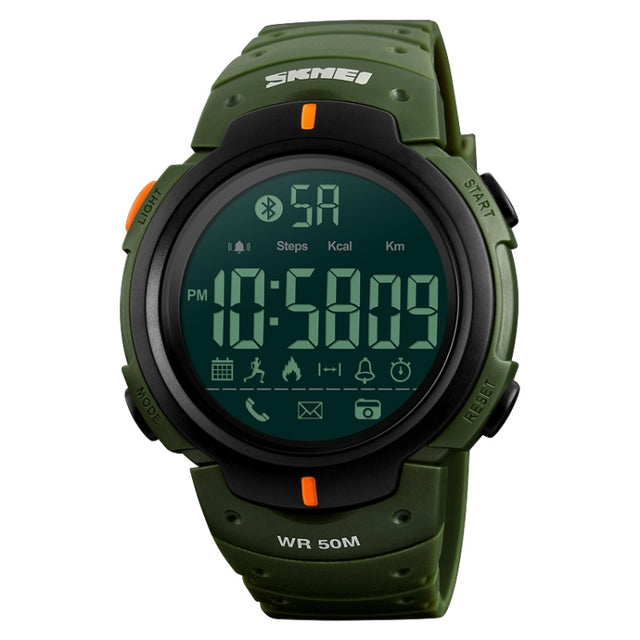 SKMEI 1301 Multifunction 50m Water-resistant Sports Bluetooth Smart Watch, Compatible with Android & iOS System(Army Green)