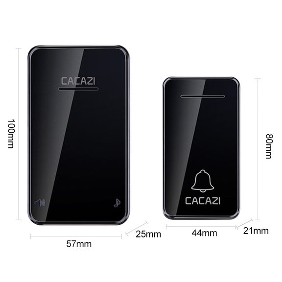 CACAZI FA8 Self-Powered Wireless Doorbell, EU Plug(Black)