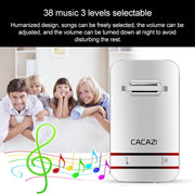 CACAZI V027G One Button One Receivers Self-Powered Wireless Home Kinetic Electronic Doorbell, US Plug