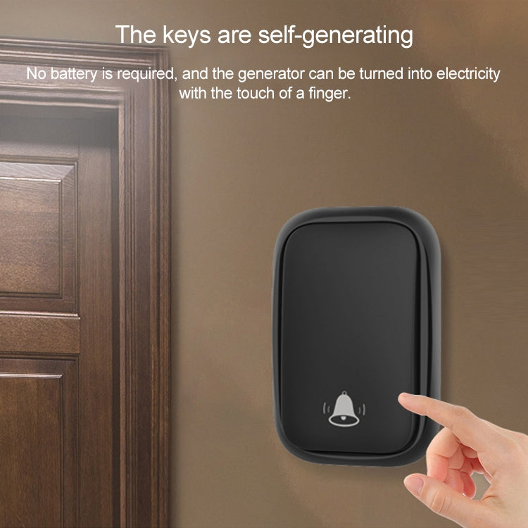 CACAZI FA86 Self-Powered Smart Home Wireless Doorbell, US Plug(White)