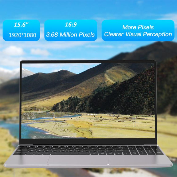 N5095 15.6 inch Laptop, 8GB+256GB, Windows 11 Intel Celeron N5095 Quad Core, Support Fingerprint Unlock, US Plug (Silver)