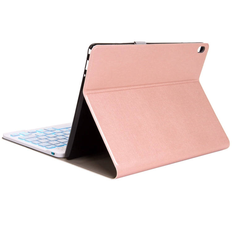 DY-E10 2 in 1 Removable Bluetooth Keyboard + Protective Leather Tablet Case with Backlight & Holder for Lenovo Tab E10(Rose Gold)