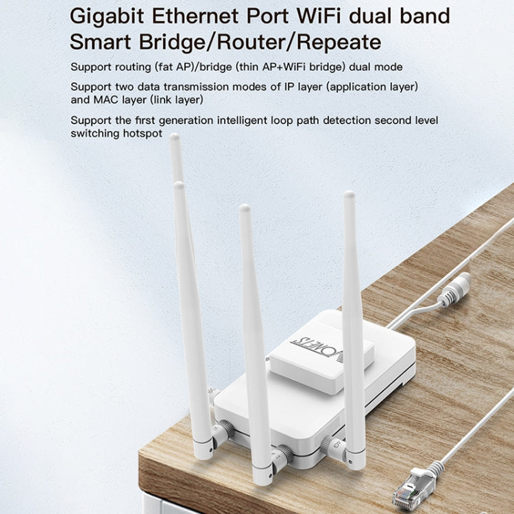 VONETS VAR1200-H 1200Mbps Wireless Bridge External Antenna Dual-Band WiFi Repeater, With DC Adapter Set