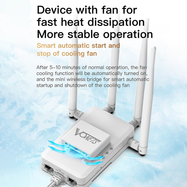 VONETS VAR1200-H 1200Mbps Wireless Bridge External Antenna Dual-Band WiFi Repeater, With 4 Antennas + DC Adapter Set